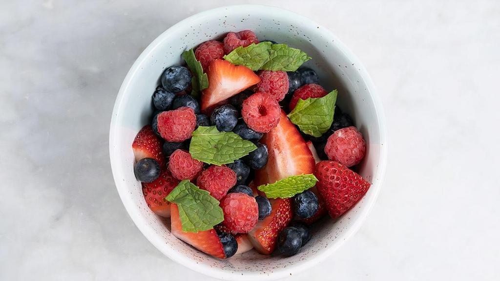 Side of Berries · Side of blueberries, strawberries, raspberries & mint.