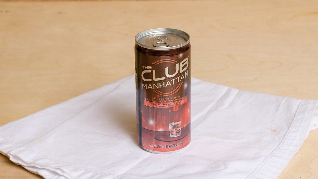 The Club Manhattan | 200ML Can · ALC: 17.0% By Vol. 34 Proof.
Made with premium blended whiskey and vermouth.