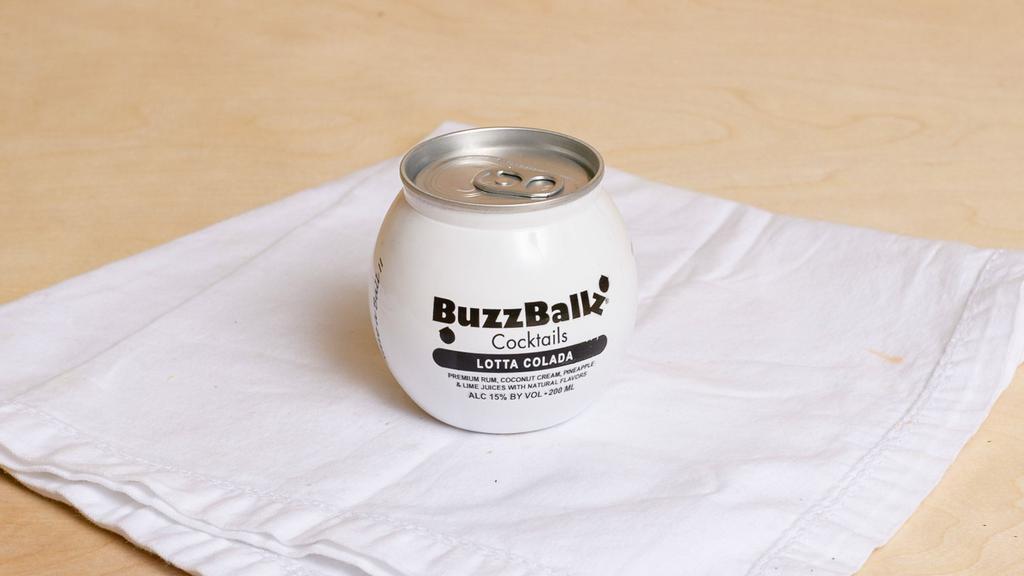BuzzBallz Cocktails Lotta Colada | 200ML Container · ALC 15% By Vol. 
Premium rum, coconut cream, pineapple & lime jucies with natural flavors.
