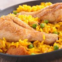Chicken Platter · Delicious Chicken dish prepared with Mediterranean spices. Served with rice, salad, hummus, ...