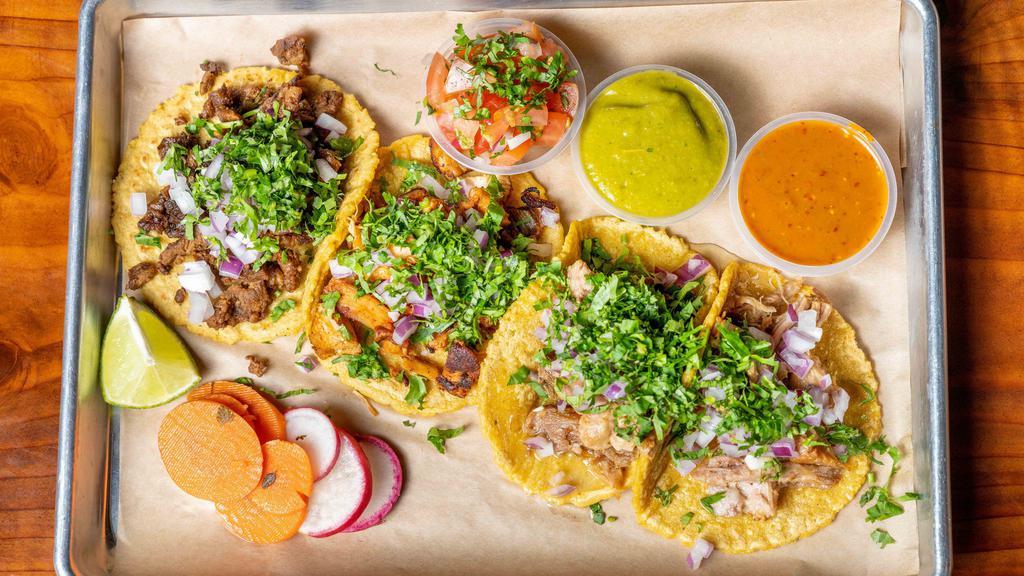 Taco · With your choice of meat, diced onions, and cilantro. Served on a soft corn tortilla.