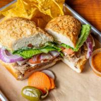 Torta · Toasted Mexican Sandwich with your choice of meat, mayo, refried beans, queso fresco, lettuc...