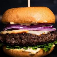 THE VILLAIN · 1/2 lb Wagyu Beef Patty, Muenster Cheese, Green Leaf, Red Onions, MK Sauce