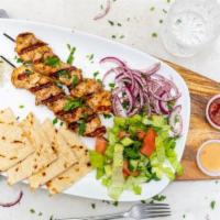 Chicken Shish Kebab · Grilled chicken breast treated with housemade seasoning, threaded on a skewer.