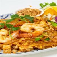 68. Pad Thai · Famous Thai rice noodles stir fried with CHOICE OF MEAT and tofu, egg, bean sprouts and chop...