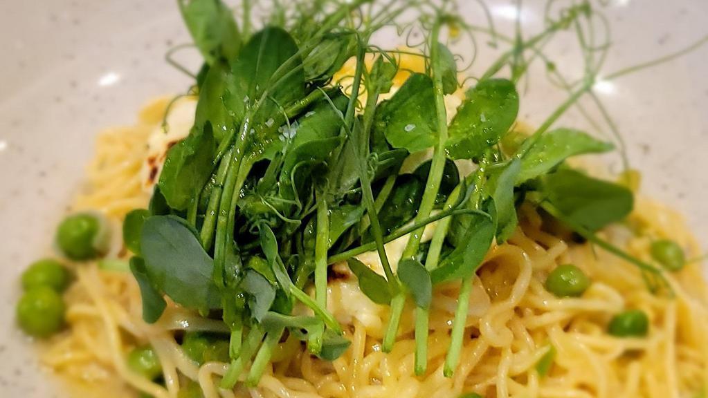 Housemade Spaghettini · English Peas, Fresh Ricotta, Lemon Beurre Monte