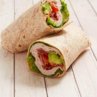 Turkey Blta Wrap · 610 cals. bacon, lettuce, tomatoes, avocado, basil aioli.