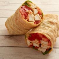 Balsamic Chicken Wrap · 550 cals. roasted red peppers, provolone, lettuce, tomatoes, balsamic vinaigrette