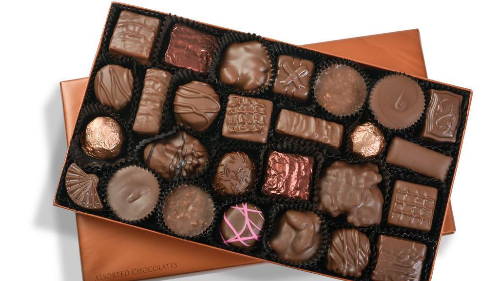 Milk Chocolate Assorted Gift Box 14.5 Oz. · For the milk chocolate lover, a selection of butter creams, nut clusters and caramels coated in rich milk chocolate.