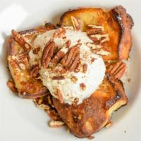 Bread Pudding · Vanilla with whipped cream, maple syrup, and pecans.