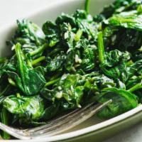 Sautéed Spinach · Sautéed Spinach in aioli garlic dressing