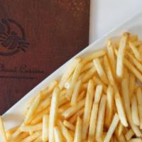 French Fries · Long, thin pieces of potato that are fried and served with ketchup.