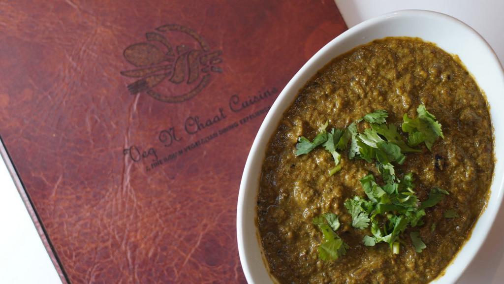 Punjabi Tadka Saag · Garden fresh spinach and mustard cooked with ginger, garlic, onion, tomato with special Punjabi tadka.