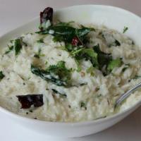 Curd Rice · Curd mix with steamed basmati rice and tempered with lentil, curry leaves, mustard seeds, gr...