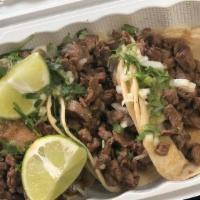 Taco (Regular) · Meat, rice, beans, lettuce, pico de gallo and sauce.