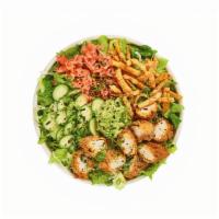 California Roll Salad - NEW! · Crispy Chicken, avocado mash, cucumbers, pickled ginger, crispy wonton strips, furikake, sli...
