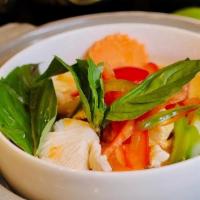 Red Curry - Beef · Bamboo shoots, carrots, red-green bells & basil (Med Hot)