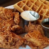 Fried Chicken and Waffle · two pieces of fried chicken, crispy buttermilk waffle, sweet butter maple syrup. add chicken...