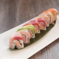 Rainbow Roll · Crab meat avocado topped with assorted fish.