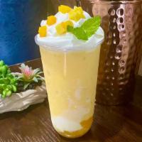 Mango Yogurt Slush / 芒果星酸奶冻 · Caffeine free. Made w/ Yogurt. Comes w/ Homemade Whipped Cream & Mango Star Jelly.