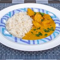Rice Bowl with Chicken Tikka Masala · rice and mild chicken tikka masala