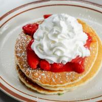 Any Fruit Pancakes · Choice of blueberry, strawberry or bananas.