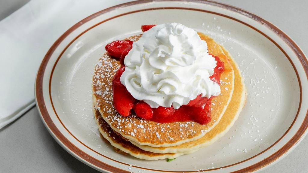 Any Fruit Pancakes · Choice of blueberry, strawberry or bananas.