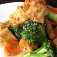 Broccoli · Chinese/ American broccoli. Sautéed broccoli with carrots, baby corns and mushroom in light ...