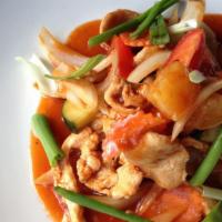 Sweet & Sour · Tomatoes, cucumbers, onions, pineapples, carrots, and red bell peppers sautéed in sweet and ...