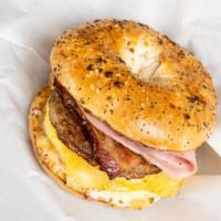Breakfast Sandwich · Your choice of bread, with egg, cheese and meat melted to perfection!