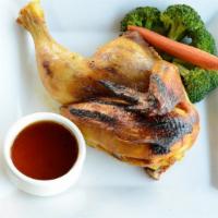 Flambe Chicken · Grilled‎ marinated organic chicken in our secret Thai spices. Served flambe style.