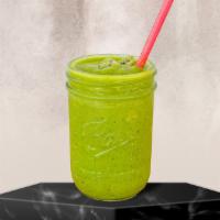 Spinach Paradise · Spinach, orange juice, banana, strawberry and blueberry.