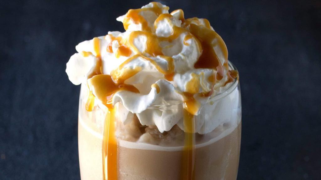 Caramel Frappe · Iced coffee drink blended with caramel