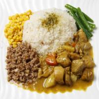 QQ Rice Bowl · Minced Pork and Curry Chicken over Rice