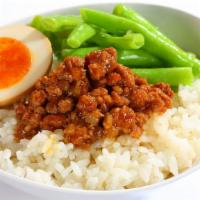 Minced Pork over Noodle · Taiwanese style minced pork and egg (no soup) over Noodle.
