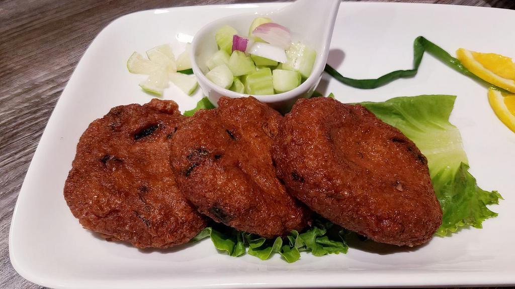 Fish Cake (3 Pieces) · Deep fried marinated fish cakes with Thai sweet and sour sauce.