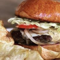 Cheese Burger · Comes with our signature blend patty on house made brioche bun, with lettuce, onions, tomato...