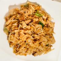 Pad Shiitake Mushroom Noodle · Stir fried flat rice noodle, egg, garlic, shiitake mushroom, crushed peanut, green onion, an...