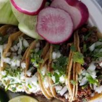 Tacos · Corn tortilla with meat of your choice