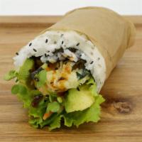 Vegetable Tempura Wrap · Vegetarian. Assorted vegetable tempura, avocado, lettuce, cucumber, yamagobo, kaiware.