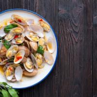 Clams with Flaming Chili Oil · Fresh clams marinated and made with flaming chili oil.
