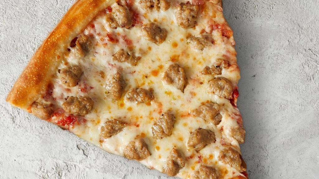 Ny Sausage Slice · XL NY Slice made with fresh, hand-stretched dough, topped with San Marzano-style tomato sauce, 100% whole milk mozz and Italian sausage