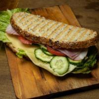Salami Sandwich · Fresh salami slices topped with mayonnaise, mustard, cheese, onions, lettuce, and diced toma...