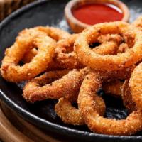 Onion Rings · Thick cut, battered, crispy fried onion rings.