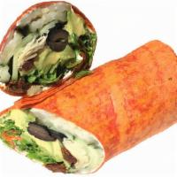 Veggie Delight Wrap · Avocado, artichokes, olives, sun dried tomatoes, cucumbers, pickles, lettuce, and cream chee...