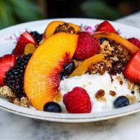 Yogurt and Granola · Homemade organic granola, organic yoghurt, dry apricots, honey,

(Add Fruits + 5 $)