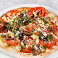 The Ricardo · Vegetarian. Mushrooms, tomatoes, artichoke, eggplant, red sauce, and mozzarella