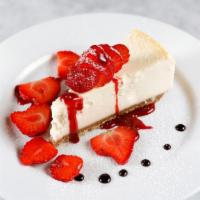New York Cheesecake · fresh strawberries & strawberry compote