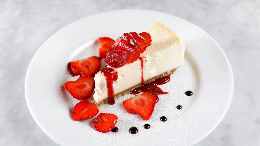 New York Cheesecake · fresh strawberries & strawberry compote