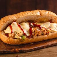 BBQ Chicken Cheesesteak · Grilled chicken layered with grilled onions, mushrooms, BBQ Sauce and Provolone/Swiss on a F...